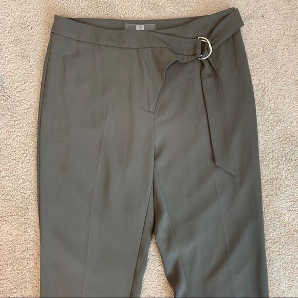 TRISTAN khaki green Flowey tapered belted dress pants trousers Sz 8 - Picture 3 of 9
